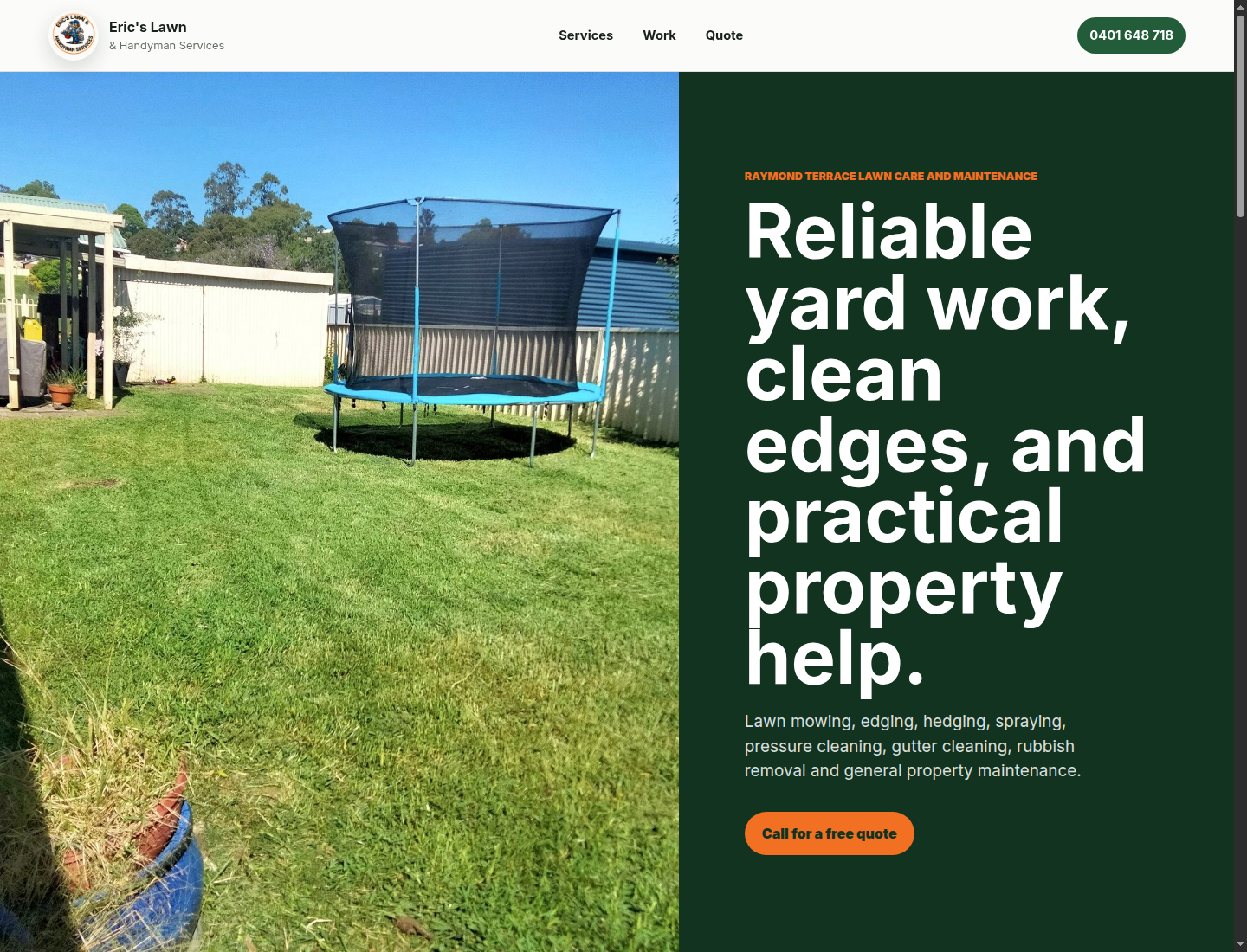Eric's Lawn Services website screenshot